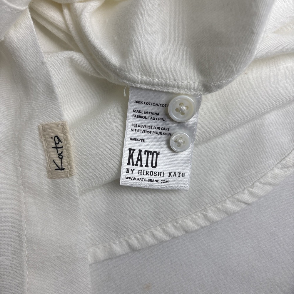 Hiroshi Kato Cotton Button Down Shirt Mens XL White Designer City - Picture 7 of 10